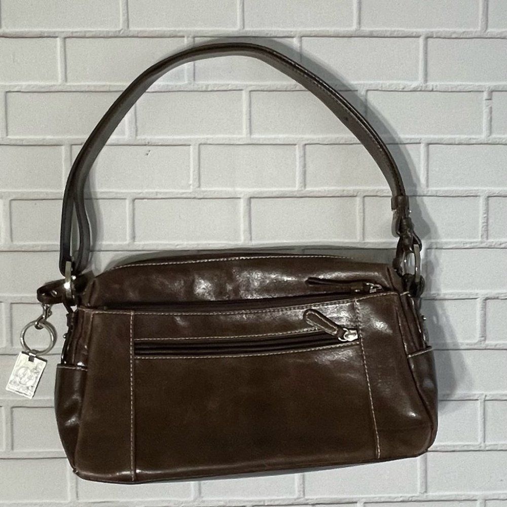 Giani Bernini Soft Leather Multiple Pocket Shoulder Bag Crossbody Brown NWOT